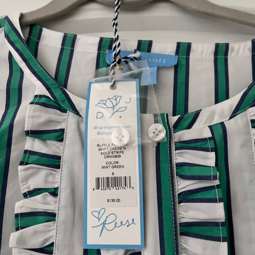 Mint Green Striped Ruffle Dress - Picture 3 of 6